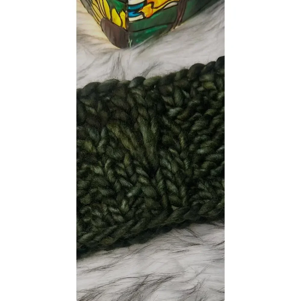 Hand Knit Merino Wool Headband: Lake Erie Headband in Olive